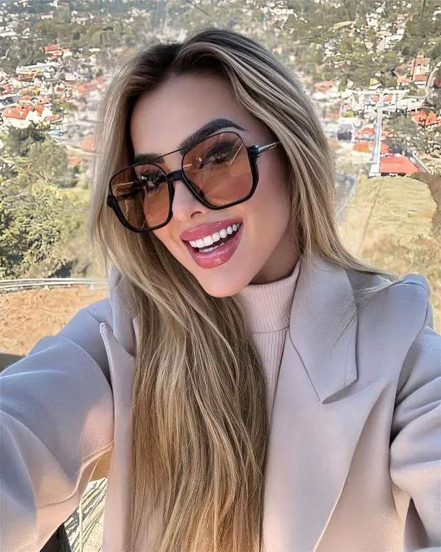 Alt view image 6 of 6 - Retro Oversized Aviator Sunglasses for Women Men Square Semi-Rimless Double Bridge Sun Glasses 70s Trendy Shades Pilot-style