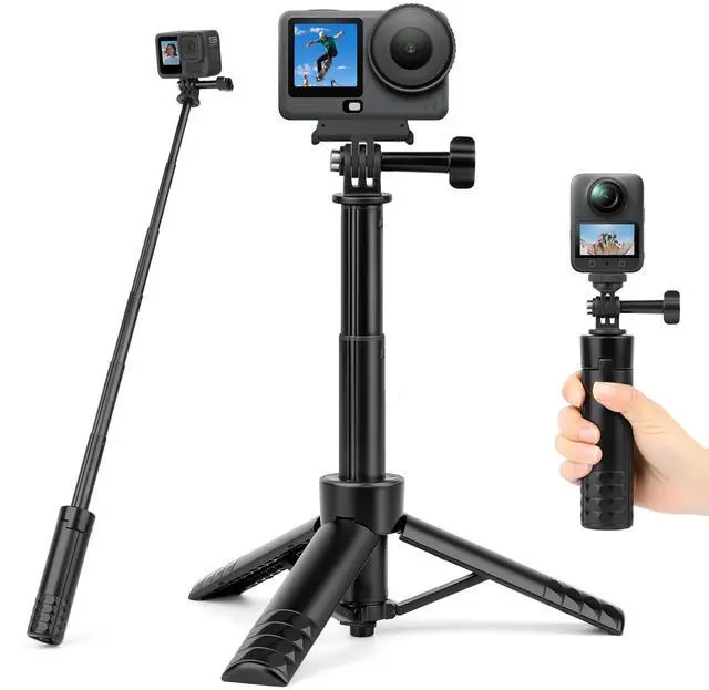 Main image of 25.2" Selfie Stick Tripod, Action Camera Vlog Tripod, Portable Handle Grip Stand for GoPro Hero 13/12/11/10, Insta360, DJI Osmo Action 6/5 Pro/4 & Pocket 3