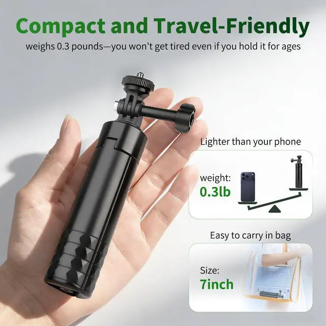 Alt view image 6 of 6 - 25.2" Selfie Stick Tripod, Action Camera Vlog Tripod, Portable Handle Grip Stand for GoPro Hero 13/12/11/10, Insta360, DJI Osmo Action 6/5 Pro/4 & Pocket 3