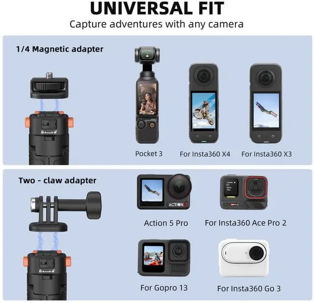 Alt view image 2 of 7 - 20" Osmo Pocket 3 4 Tripod for Action Camera, Xtra Muse Mini Table Desk Extendable Stand Small Handheld Selfie Stick Quick Release 1/4 Screw Vlog for DJI Action 6 5 Pro for Insta360 X4 X5 Accessories