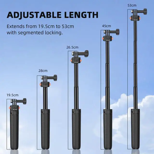 Alt view image 5 of 7 - 20" Osmo Pocket 3 4 Tripod for Action Camera, Xtra Muse Mini Table Desk Extendable Stand Small Handheld Selfie Stick Quick Release 1/4 Screw Vlog for DJI Action 6 5 Pro for Insta360 X4 X5 Accessories
