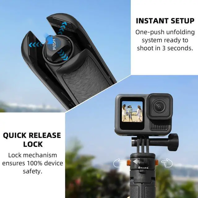 Alt view image 6 of 7 - 20" Osmo Pocket 3 4 Tripod for Action Camera, Xtra Muse Mini Table Desk Extendable Stand Small Handheld Selfie Stick Quick Release 1/4 Screw Vlog for DJI Action 6 5 Pro for Insta360 X4 X5 Accessories