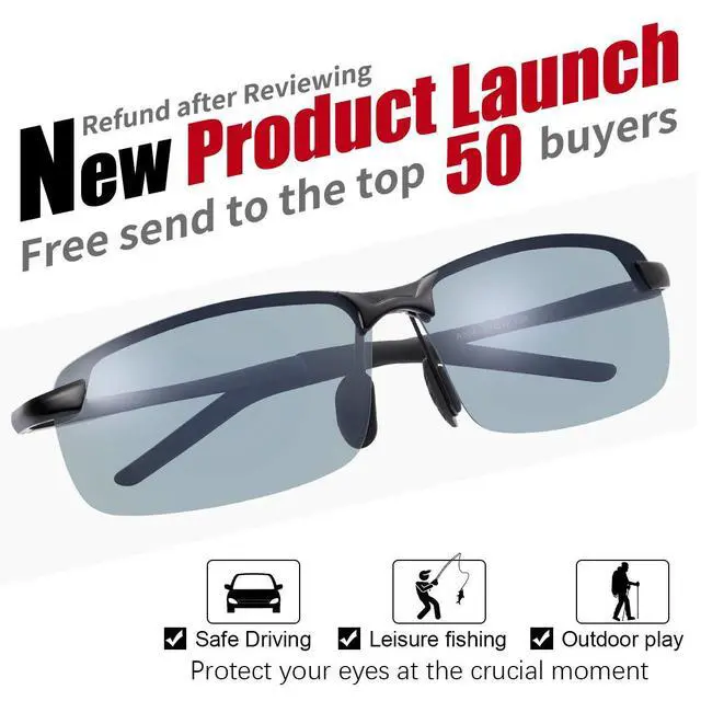 Alt view image 2 of 5 - Blue Light Blocking Computer Glasses Photochromic Polarized UV Protection Safety Sunglasses for Men and Women Day and Night Spring Hinge Sports Driving Eyewear Anti Glare Eyestrain Eyeglasses