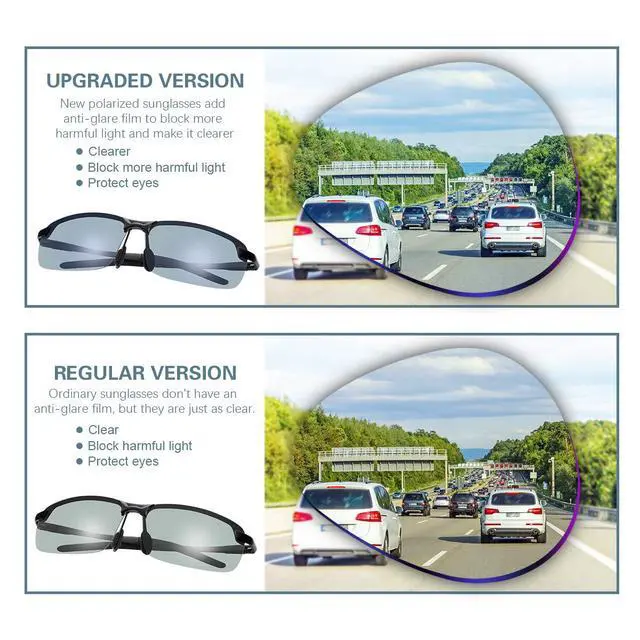 Alt view image 4 of 5 - Blue Light Blocking Computer Glasses Photochromic Polarized UV Protection Safety Sunglasses for Men and Women Day and Night Spring Hinge Sports Driving Eyewear Anti Glare Eyestrain Eyeglasses