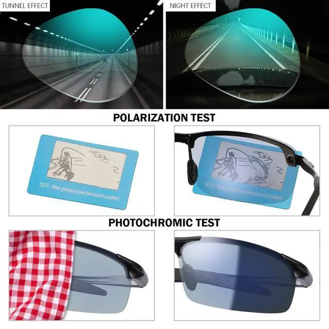 Alt view image 5 of 5 - Blue Light Blocking Computer Glasses Photochromic Polarized UV Protection Safety Sunglasses for Men and Women Day and Night Spring Hinge Sports Driving Eyewear Anti Glare Eyestrain Eyeglasses