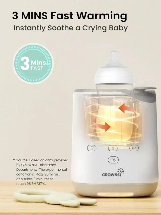 Alt view image 2 of 7 - Grownsy Bottle Warmer for Night Feeding, Fast Baby Bottle Warmer for Breastmilk, Smart Temperature Control, with Timer, Thaw, Food Heater, Night Light, Calentador De Biberones for All Bottles