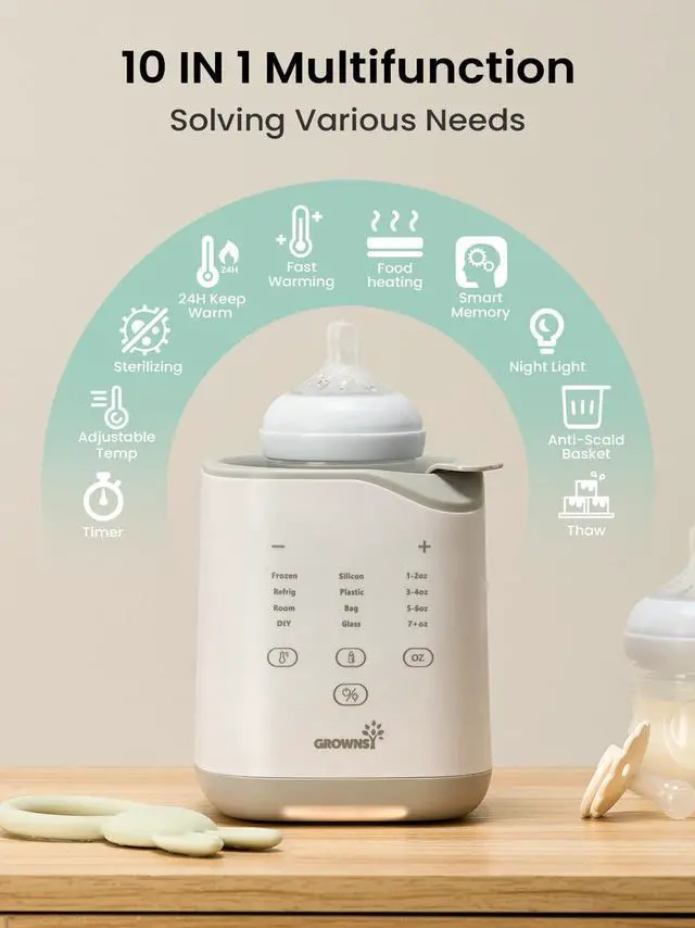 Alt view image 3 of 7 - Grownsy Bottle Warmer for Night Feeding, Fast Baby Bottle Warmer for Breastmilk, Smart Temperature Control, with Timer, Thaw, Food Heater, Night Light, Calentador De Biberones for All Bottles