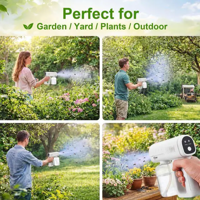 Alt view image 6 of 7 - 2 Pack Rechargeable Atomizer Nano Sprayer Gun for Mosquito Repellent Handheld Nano Mist Garden Repellent Sprayer Portable Plant Mister Tool Large Capacity Electric Fogger for Home Office Garden