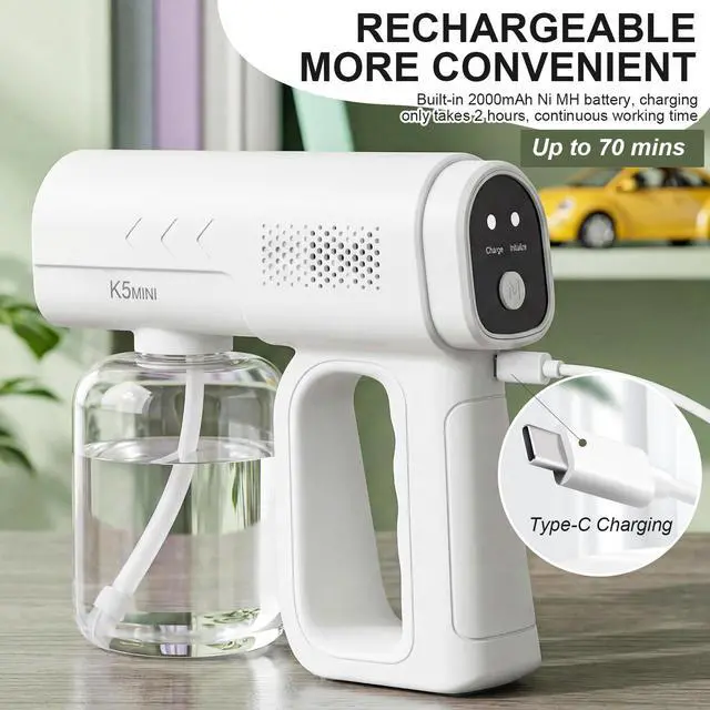 Alt view image 7 of 7 - 2 Pack Rechargeable Atomizer Nano Sprayer Gun for Mosquito Repellent Handheld Nano Mist Garden Repellent Sprayer Portable Plant Mister Tool Large Capacity Electric Fogger for Home Office Garden