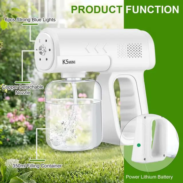 Alt view image 4 of 7 - 2 Pack Rechargeable Atomizer Nano Sprayer Gun for Mosquito Repellent Handheld Nano Mist Garden Repellent Sprayer Portable Plant Mister Tool Large Capacity Electric Fogger for Home Office Garden