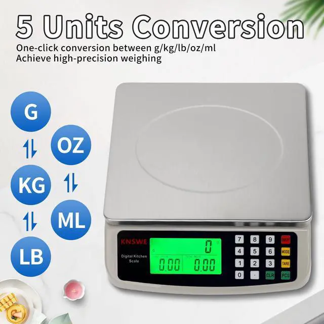 Alt view image 3 of 6 - Commercial Food Scale 40KG Large Digital Kitchen Scale Baking Cooking Bread Meat Weight Price Computing Scale Stainless Steel Parts and Coins Counting Scale for Deli Stores Tare Function