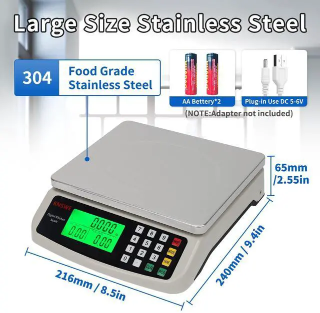 Alt view image 2 of 6 - Commercial Food Scale 40KG Large Digital Kitchen Scale Baking Cooking Bread Meat Weight Price Computing Scale Stainless Steel Parts and Coins Counting Scale for Deli Stores Tare Function