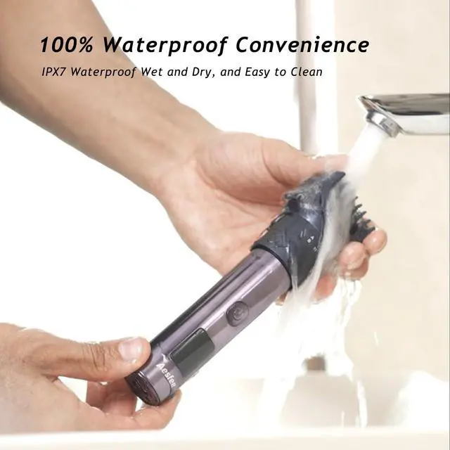 Alt view image 7 of 7 - Beard Trimmer for Men, Professional 5-in-1 Hair Clippers with 20 Precision Dial Lengths, Electric Razors for Men IPX7 Waterproof Wet/Dry, USB-C Rechargeable Shaving Set with Dock for Face, Body, Nose