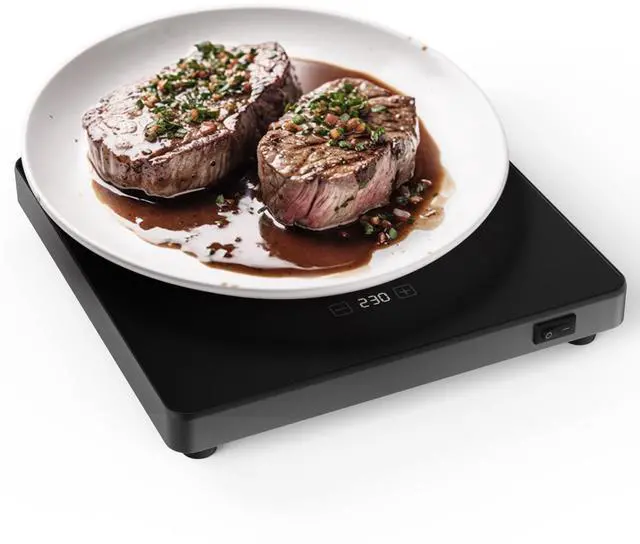 Main image of Food Warmer Plate, 8.3"x8.3" Electric Warming Tray | 6-Temp Control & Memory Function | for Slow Eaters, Seniors, RV Camping, Sourdough Proofing & Office Use