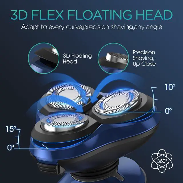 Alt view image 3 of 7 - Electric Razor for Men Cordless Shavers for Shaving with face sideburn Nose Ear Hair Rechargeable Wet Dry Waterproof TX410 New (New Version-Blue)