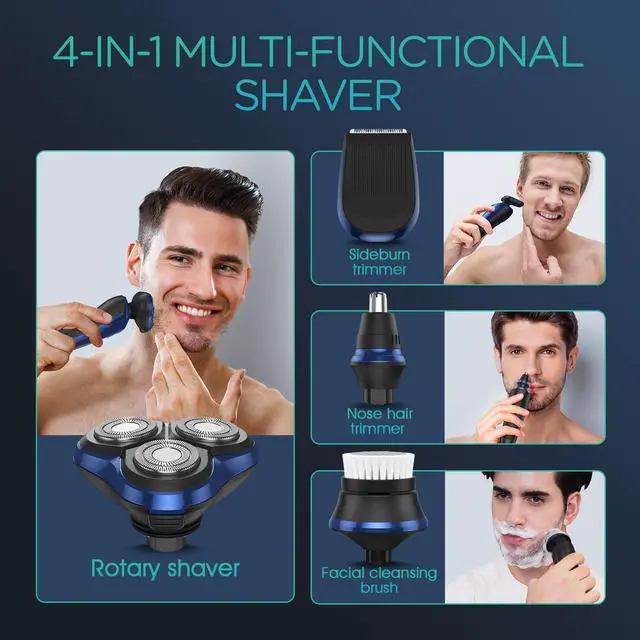 Alt view image 6 of 7 - Electric Razor for Men Cordless Shavers for Shaving with face sideburn Nose Ear Hair Rechargeable Wet Dry Waterproof TX410 New (New Version-Blue)