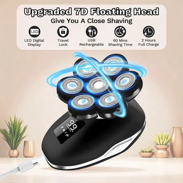 Alt view image 4 of 7 - Electric Razors for Women, 7D Electric Shaver for Women, 5 in 1 Lady Shavers, Wet/Dry Bikini Trimmer, Rechargeable Face Razor for Arms Legs Armpit Pubic Area