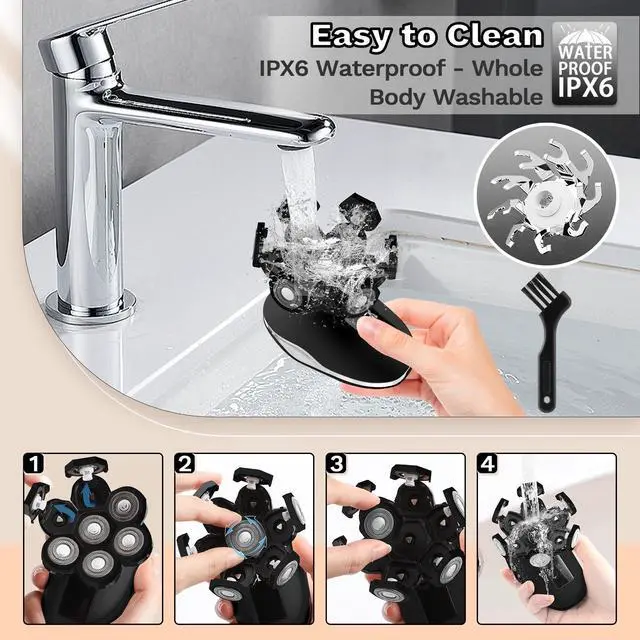 Alt view image 6 of 7 - Electric Razors for Women, 7D Electric Shaver for Women, 5 in 1 Lady Shavers, Wet/Dry Bikini Trimmer, Rechargeable Face Razor for Arms Legs Armpit Pubic Area