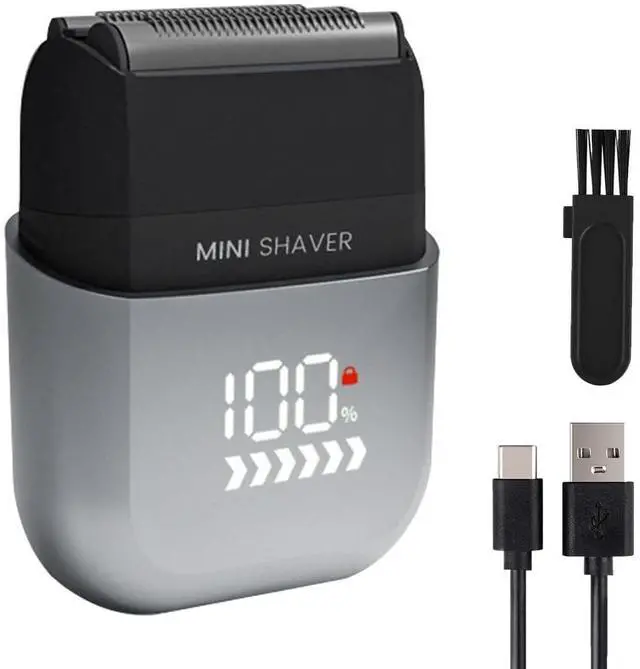 Main image of Electric Mini Foil Shaver for Men,Mini Razor with LED Display,IPX7 Waterproof Compact Face Shave for Travel,3-Blade Folating Head Close & Precision Shave,Wet/Dry Use, USB C Charge