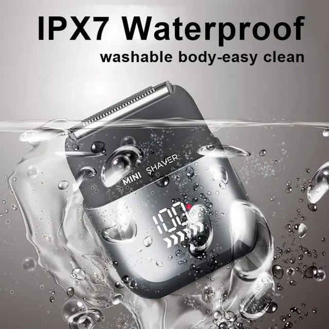 Alt view image 4 of 7 - Electric Mini Foil Shaver for Men,Mini Razor with LED Display,IPX7 Waterproof Compact Face Shave for Travel,3-Blade Folating Head Close & Precision Shave,Wet/Dry Use, USB C Charge