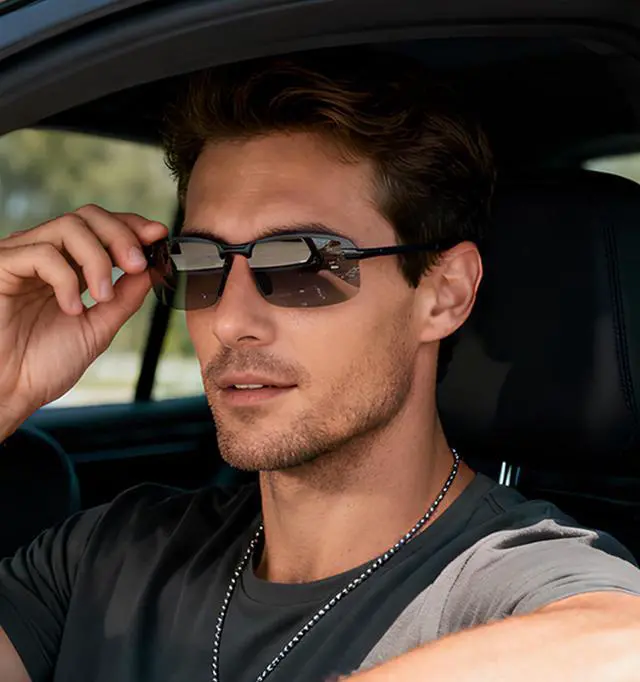 Alt view image 2 of 7 - Polarized Photochromic Driving z87 Sunglasses For Men Day and Night safety glasses (Black Frame)