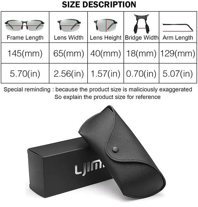 Alt view image 6 of 7 - Polarized Photochromic Driving z87 Sunglasses For Men Day and Night safety glasses (Black Frame)
