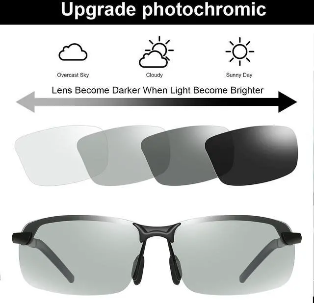 Alt view image 4 of 7 - Polarized Photochromic Driving z87 Sunglasses For Men Day and Night safety glasses (Black Frame)