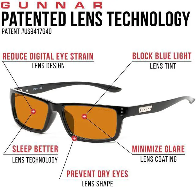 Alt view image 6 of 7 - Gaming and Computer Glasses - Blocks 98% Blue Light - Riot, Onyx, Amber Max Tint, 57 mm