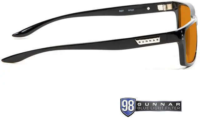 Alt view image 4 of 7 - Gaming and Computer Glasses - Blocks 98% Blue Light - Riot, Onyx, Amber Max Tint, 57 mm