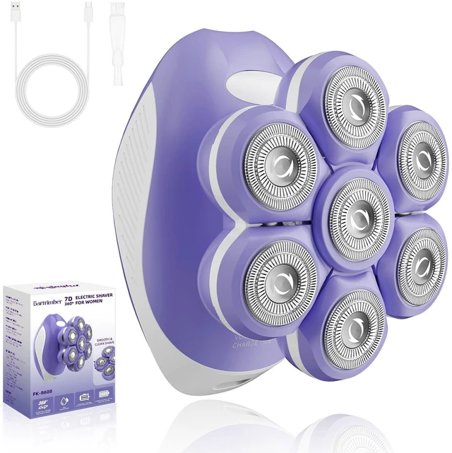Main image of Electric Razors for Women Legs, Smooth Full-Body Electric Shaver | 7D 360° Silky-Smooth Shaver Heads, 5 Min Wide-Area Fast Body Grooming, Waterproof Wet & Dry Use, Light & Travel Cap, Violet