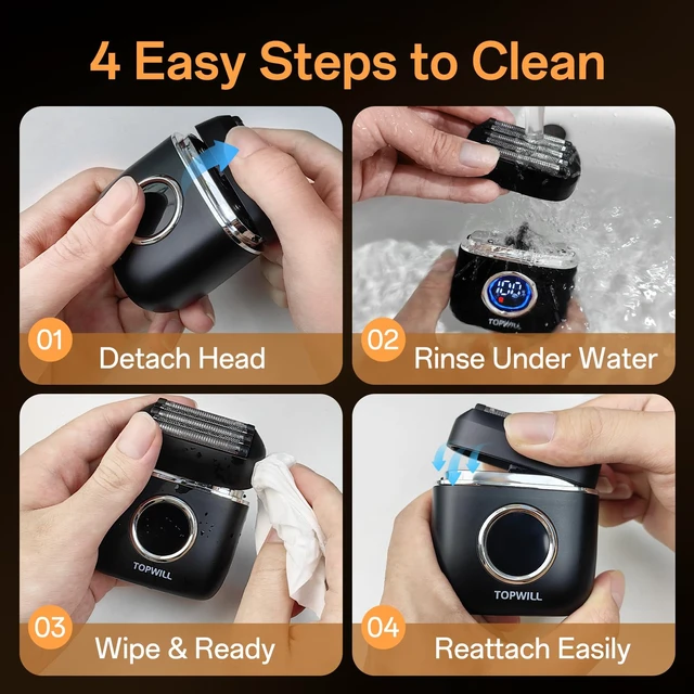 Alt view image 7 of 7 - Electric Razor for Men, 5-Blade Portable Foil Shaver | Travel Mini Shaver Powerful Palm-Sized