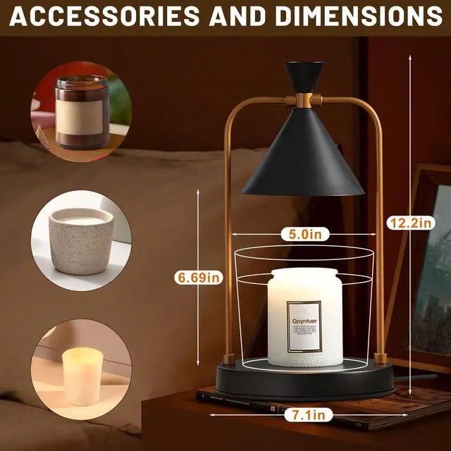 Alt view image 2 of 7 - Candle Warmer Lamp with Timer Dimmer, Birthday Gifts for Women Mom, House Warming Gifts New Home Room Decor, Plug-in Operated Wax Melt Warmer for Scented Jar Candles (Black)