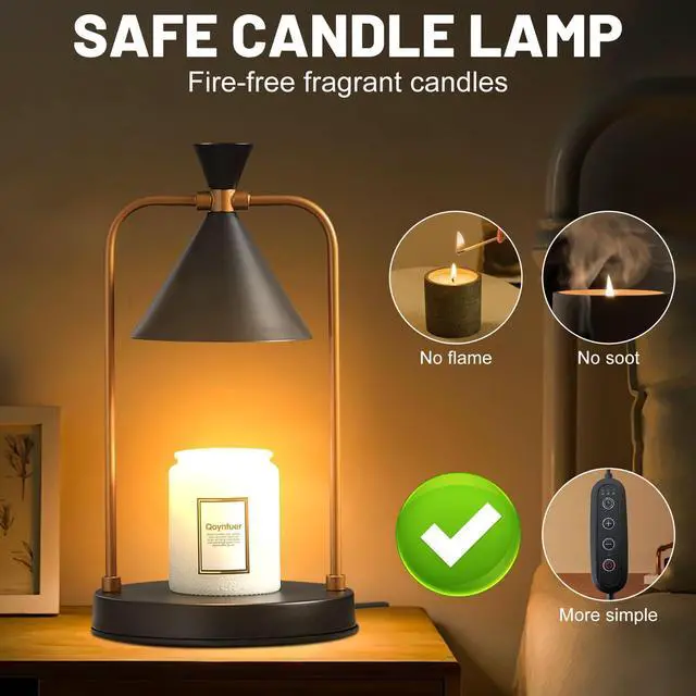 Alt view image 3 of 7 - Candle Warmer Lamp with Timer Dimmer, Birthday Gifts for Women Mom, House Warming Gifts New Home Room Decor, Plug-in Operated Wax Melt Warmer for Scented Jar Candles (Black)