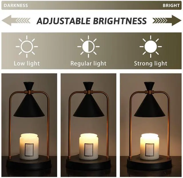 Alt view image 6 of 7 - Candle Warmer Lamp with Timer Dimmer, Birthday Gifts for Women Mom, House Warming Gifts New Home Room Decor, Plug-in Operated Wax Melt Warmer for Scented Jar Candles (Black)