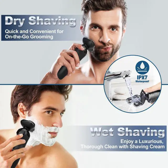 Alt view image 4 of 7 - Razor for Men, Men's Rotary Shavers, Waterproof, Wet and Dry Rechargeable Electric Shaver for Men's Faces with a Cordless and Floating Head,Portable Travel Razor,an Ideal Gift for Men