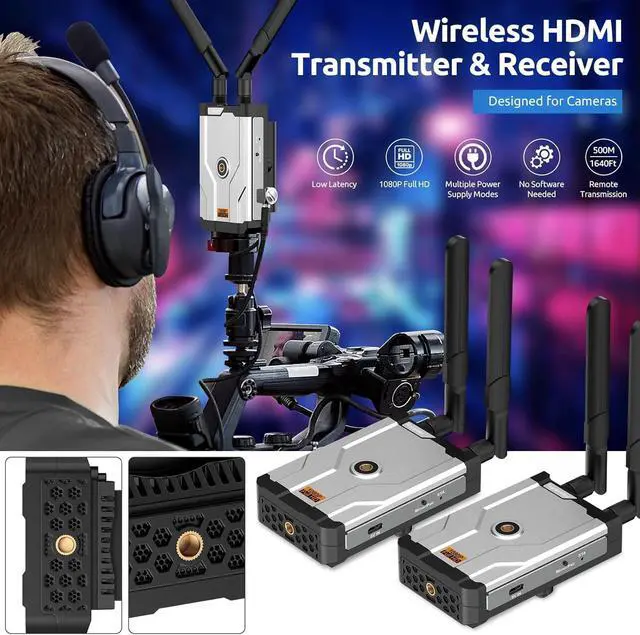 Alt view image 2 of 6 - Wireless HDMI Transmitter and Receiver, 1640Ft/50M,Wireless Extender with HDMI Loop Out, 2.4/5G 1080P Full HD for DSLR, Laptop Streaming to TV/Projector,Indoor/Outdoor Use
