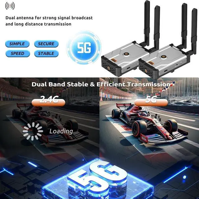 Alt view image 4 of 6 - Wireless HDMI Transmitter and Receiver, 1640Ft/50M,Wireless Extender with HDMI Loop Out, 2.4/5G 1080P Full HD for DSLR, Laptop Streaming to TV/Projector,Indoor/Outdoor Use