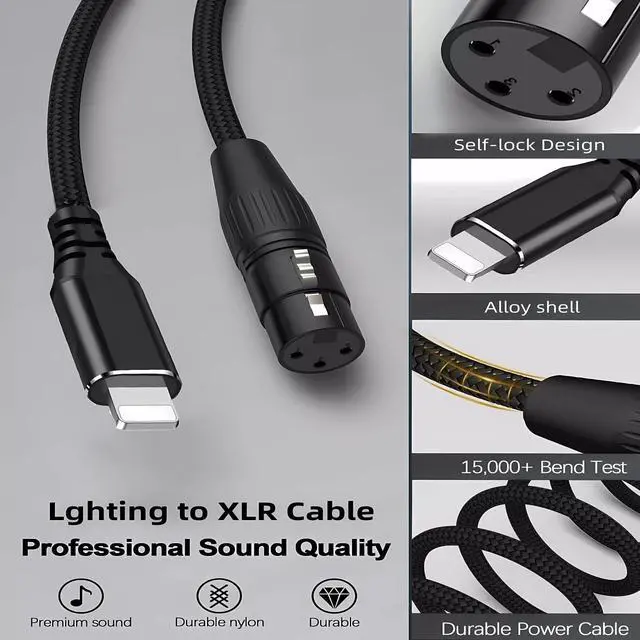 Alt view image 5 of 6 - USB Microphone Cable,Upgraded XLR to USB-A Cable with 24bit/96KHz XLR Recording Cable for Podcasting Recording,Mic Adapter for PC, Laptop-2M/6FT