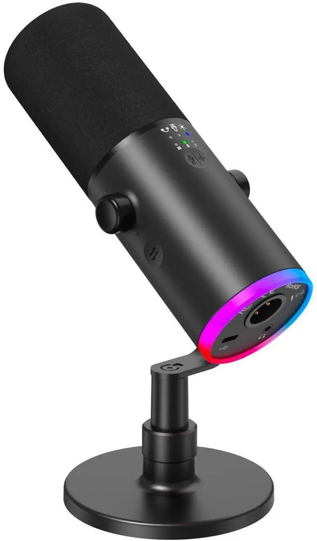 Main image of Dynamic Gaming Microphone, XLR/USB Mic Streaming, AI Noise Cancellation, Controlable RGB, Tap Mute, 3.5mm Headphone Jack, Volume Control, Microfono with Desktop Stand, Black, TD510 AIR S