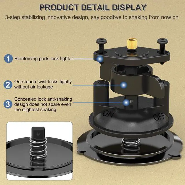 Alt view image 3 of 6 - Suction Cup Base with 1/4" Female Threaded for Hook, Camera or Phone Mount, Magic Arm, Heavy Duty Suction Cup for Windshields, Smooth Walls, Mirrors, and Other Glossy Surfaces