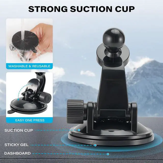 Alt view image 5 of 7 - 2 PCS Adjustable GPS Car Mount for Garmin Nuvi Dezl Drive Drivesmart Zumo Driveassist DriveLuxe StreetPilot RV, Replacement Suction Cup GPS Dash Ball Mount Dashboard Windshield Car Holder