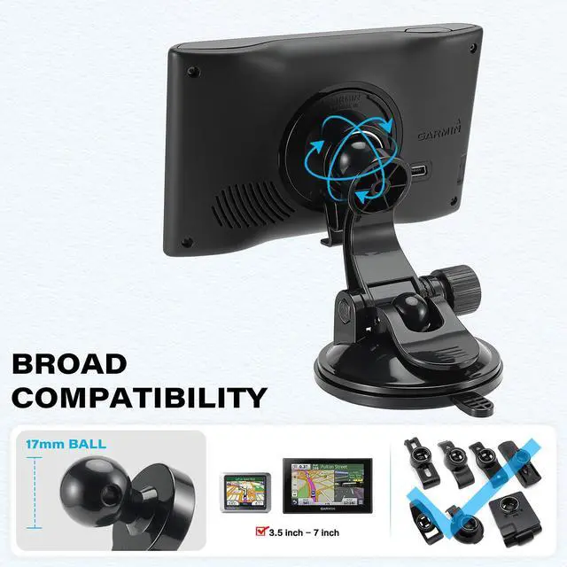 Alt view image 6 of 7 - 2 PCS Adjustable GPS Car Mount for Garmin Nuvi Dezl Drive Drivesmart Zumo Driveassist DriveLuxe StreetPilot RV, Replacement Suction Cup GPS Dash Ball Mount Dashboard Windshield Car Holder