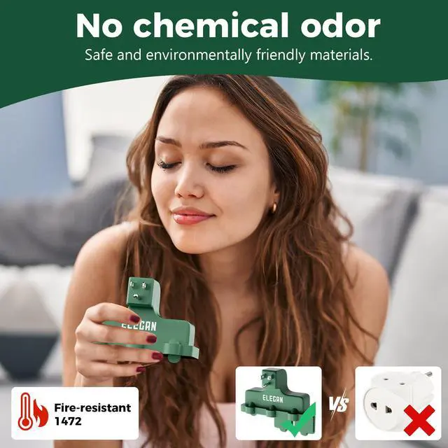Alt view image 2 of 6 - 3-Outlet Wall Plug Adapter Green,Heavy Duty Outdoor Power Splitter,Weatherproof Multi Outlet Extender with Safe Cover,3-Prong Grounded Plug,Ideal for Holiday, Home and Office,EL ETL