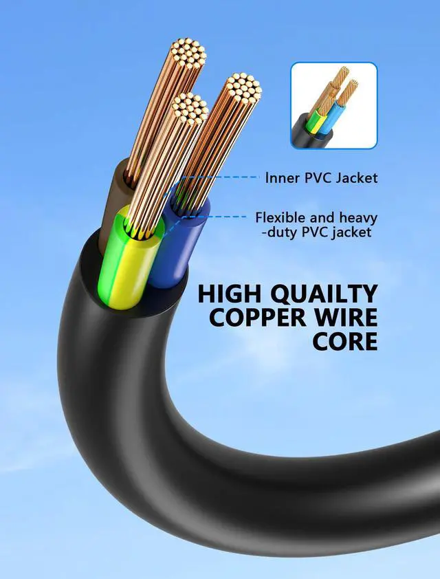 Alt view image 4 of 6 - Standard Computer Short Power Adapter Cord NEMA 5-15P to IEC320 C14 Cable 18AWG,10A 125V, Black - 1FT / 0.3M (2)