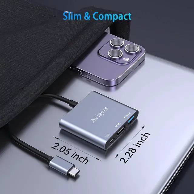 Alt view image 6 of 7 - USB C to HDMI Adapter, 4K HDMI to USB-C Adapter with PD100W, USB 3.0 Port Multiport Digital AV Converter for MacBook Pro/Air, iPad, iPhone 15/16, HP, Dell, Samsung, Tablets, Switch, TV, Monitor, etc