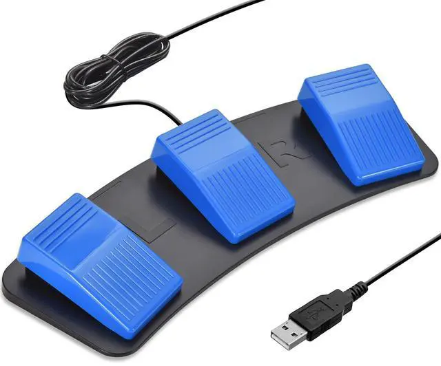 Main image of Upgraded Digital Optical USB Foot Pedal, USB Tripe Foot Switch Game Control, 3 Keys Programmable Footswitch Mouse Keyboard for Video Game Push to Talk, Transcription HID (Triple Pedal)