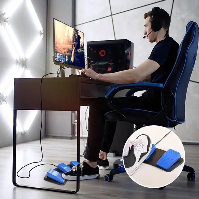 Alt view image 7 of 7 - Upgraded Digital Optical USB Foot Pedal, USB Tripe Foot Switch Game Control, 3 Keys Programmable Footswitch Mouse Keyboard for Video Game Push to Talk, Transcription HID (Triple Pedal)