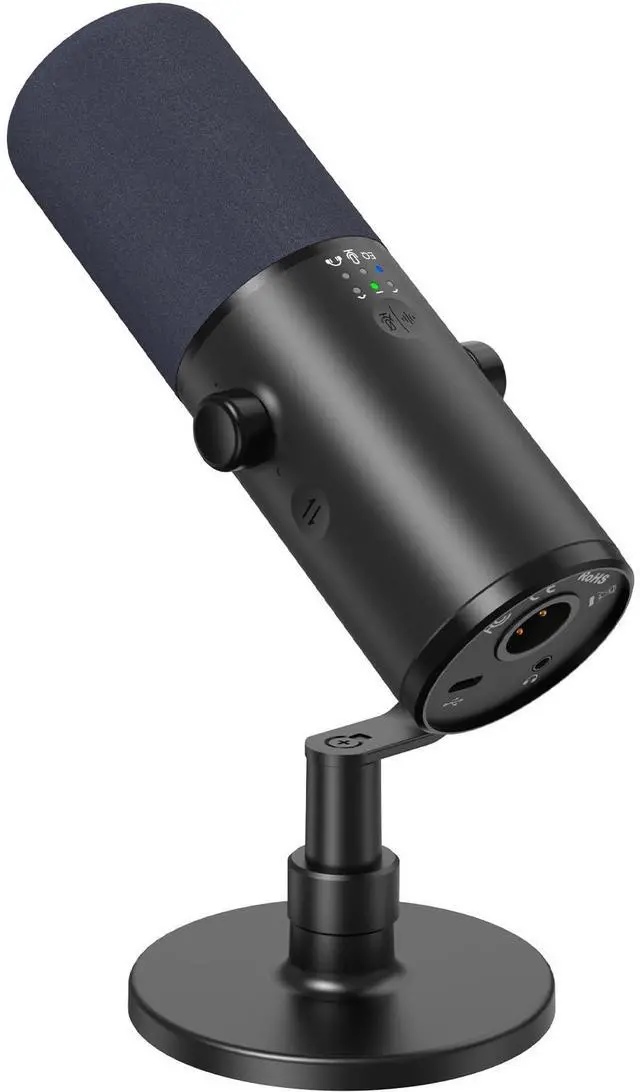 Main image of Dynamic Podcast Microphone for Studio, Cardioid XLR/USB Mic, AI Noise Cancellation, Tap Mute, 3.5mm Headphone Jack for Monitoring, Volume Control, Microfono with Desktop Stand, Black, TD510 AIR
