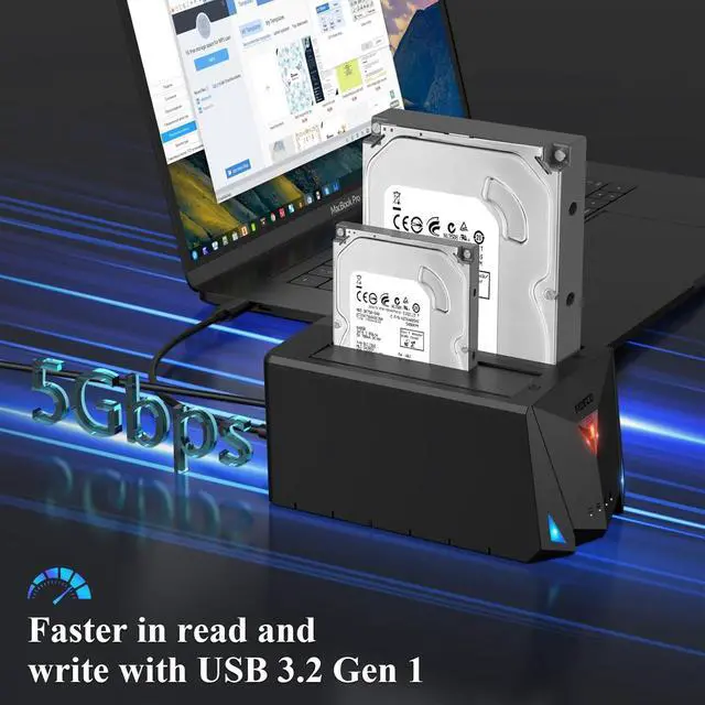 Alt view image 2 of 7 - USB 3.2 Gen 1 to Hard Drive Docking Station, Hard Drive Dock for 2.5 or 3.5 inch SATA I/II/III HDD SSD with Hard Drive Duplicator/Offline Clone Function and 2 USB Cables, Support UASP