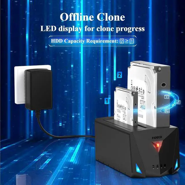 Alt view image 3 of 7 - USB 3.2 Gen 1 to Hard Drive Docking Station, Hard Drive Dock for 2.5 or 3.5 inch SATA I/II/III HDD SSD with Hard Drive Duplicator/Offline Clone Function and 2 USB Cables, Support UASP